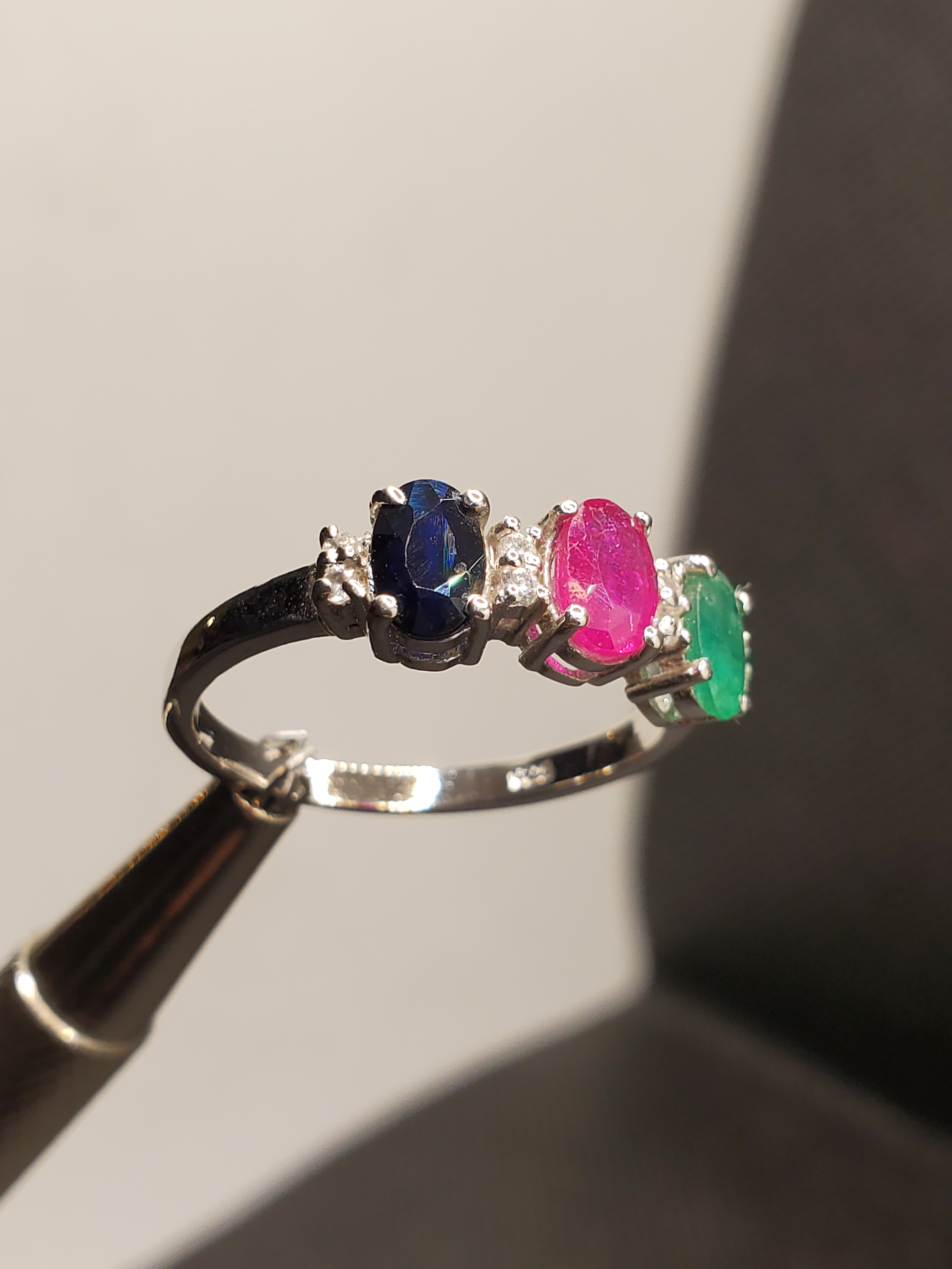 Emerald + Ruby + Sapphire Ring