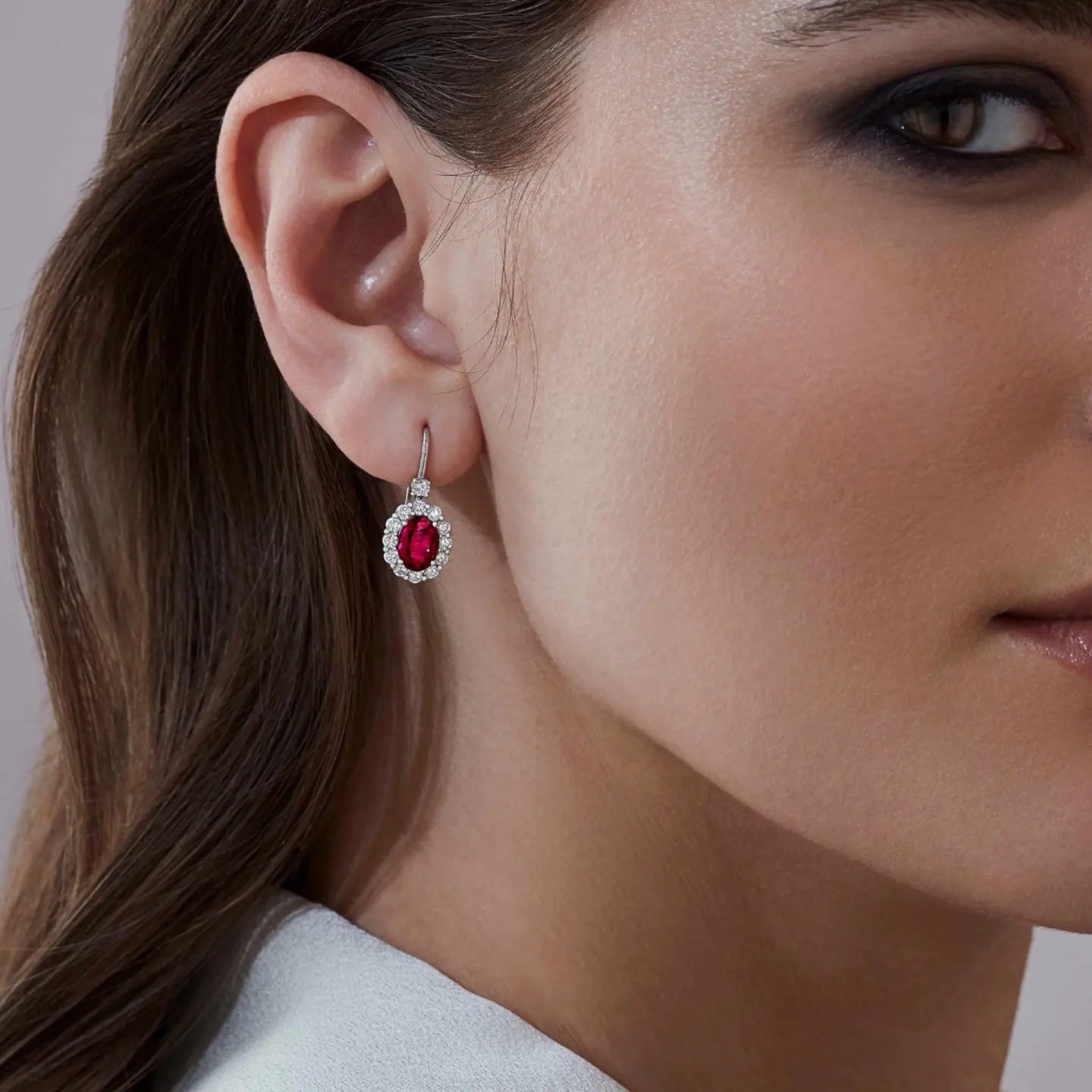 Diamonds + Ruby Earrings