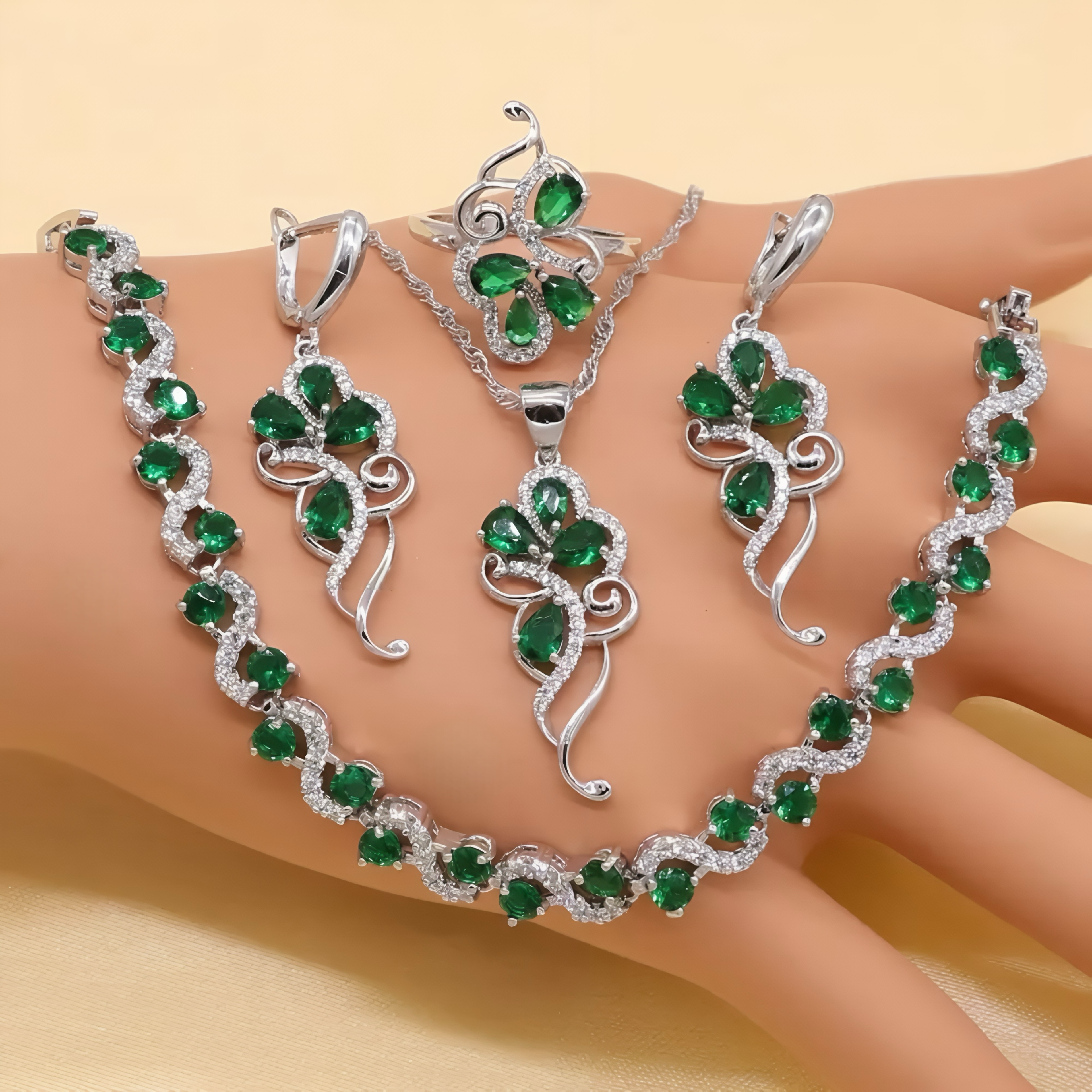 Diamonds + Emerald Set
