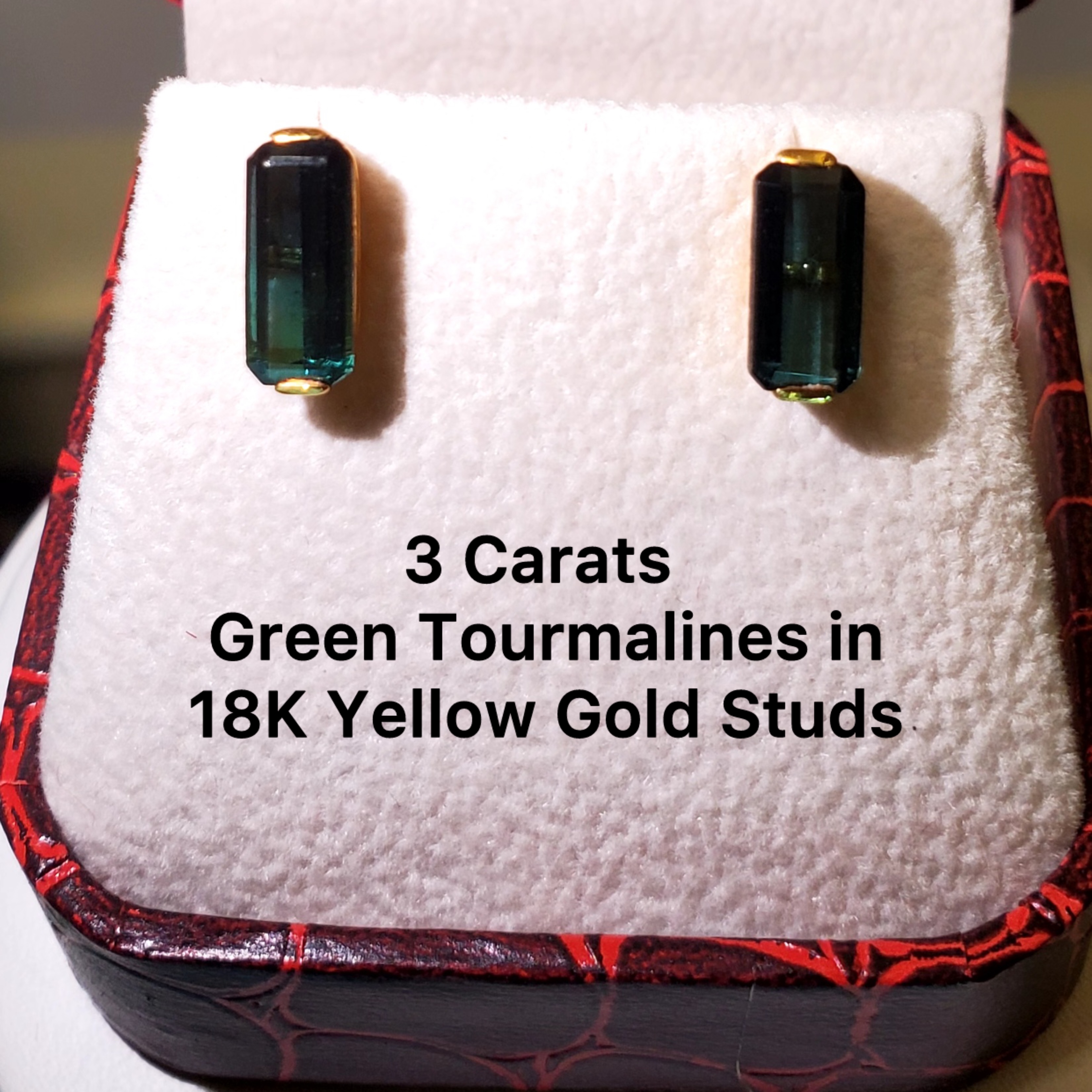 Green Tourmalines + Gold Studs