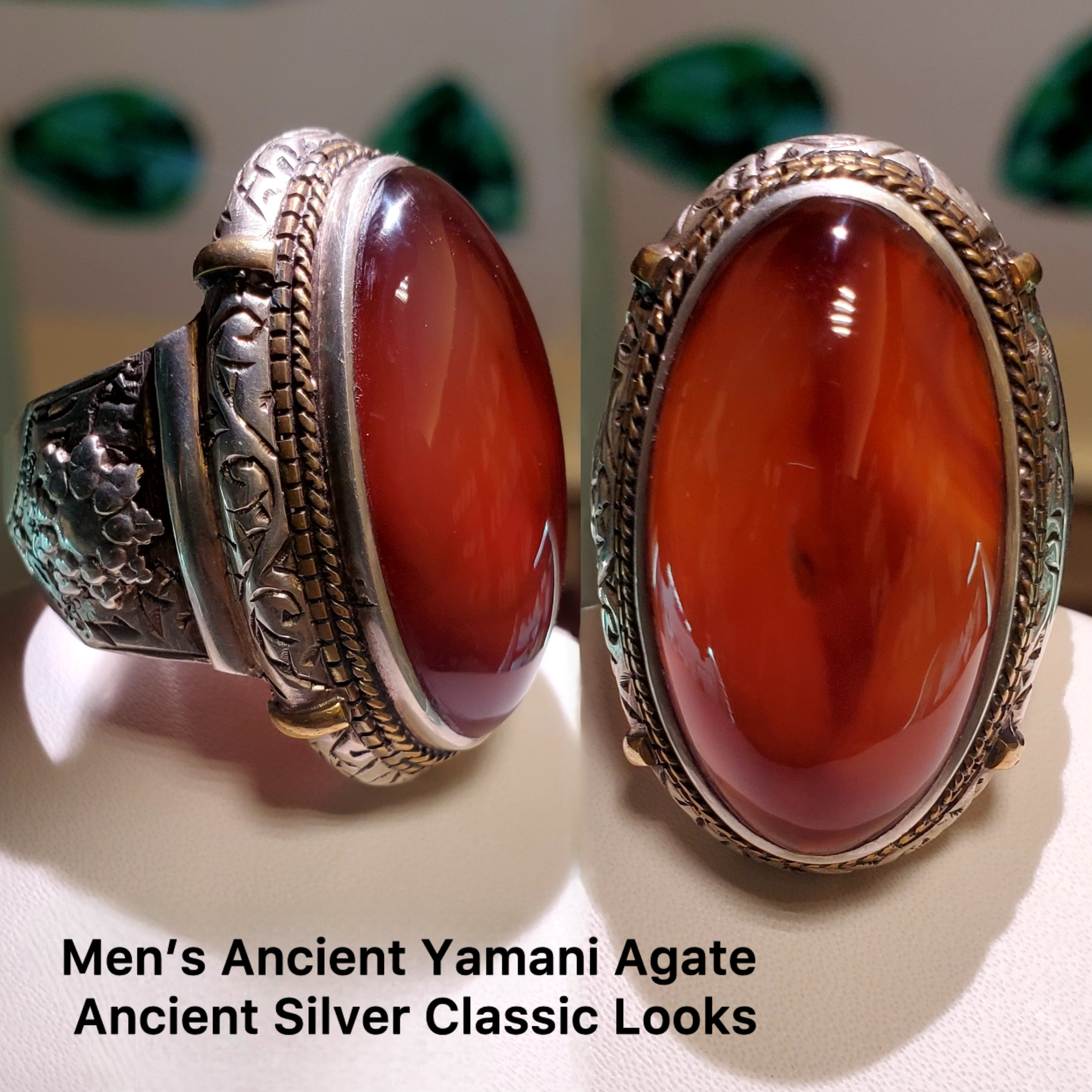 Ancient Yamani Agate Ring
